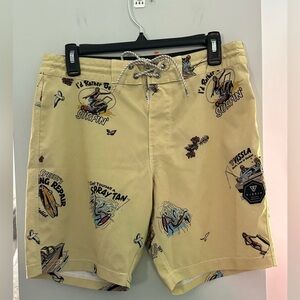 VISSLA Yellow Board Shorts with Quick-Dry Fabric - Size 30 - Tried On